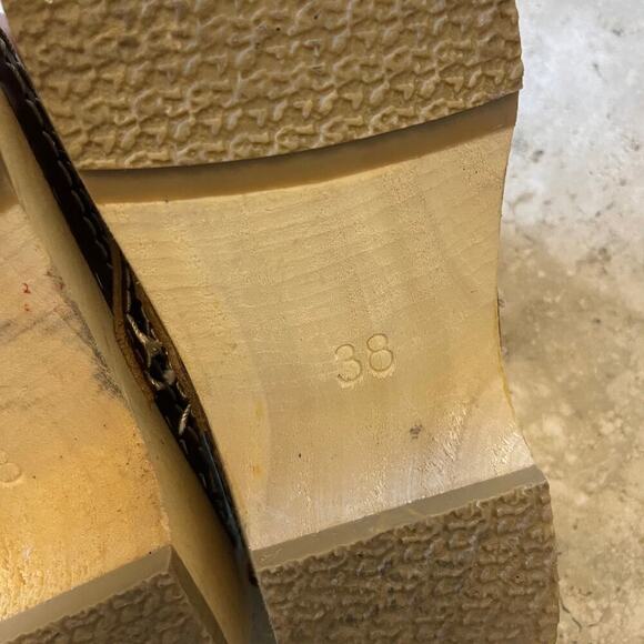 Simson Brown Leather Wood Sole Women's Clogs Slip On Size 38 EU / 7 US - Picture 10 of 10